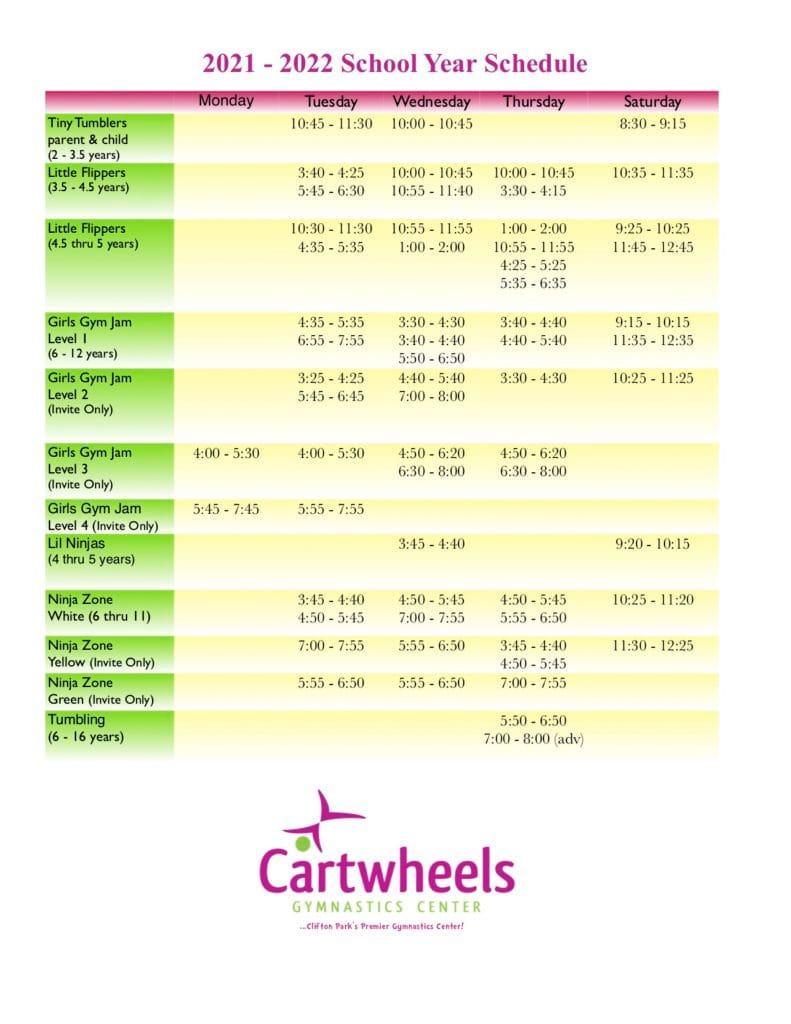 2021 2022 Cartwheels Gymnastics Center